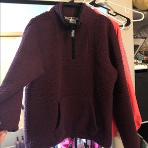 VS PINK SHERPA FLEECE PULLOVER QUARTER ZIP